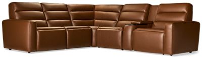 Rowan 6 Piece Power Reclining Sectional - 3 Recliners - Tilt Power Headrest - Console with Storage - Wireless Charging - Cup Holders