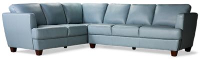 Brighton 2 Piece Leather Sectional - Modern Design - Flared Track Arms - Plush Cushions - Durable Top Grain Leather