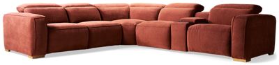Oyster 6 Piece Power Reclining Sectional  - 3 Recliners - Tilt Power Headrest - Console - Contemporary Comfort