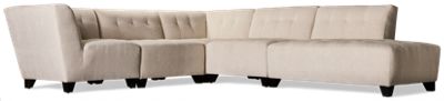 Belaire 5 Piece Sectional - Right Arm Facing Chaise - Contemporary Design - Elegant Tufting - Flared Arms - Tapered Square Legs - High Resiliency Foam Cushions