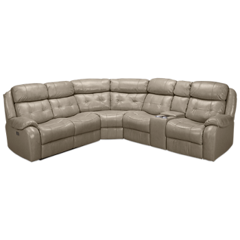 Montana Leather Power 3 Piece Reclining Sectional with 3 Recliners with Tilt Headrest & Console