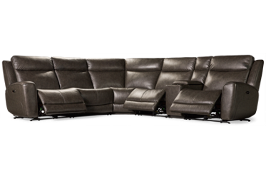 Apollo 6 Piece Leather Power Reclining Sectional with Tilt Headrest & Console