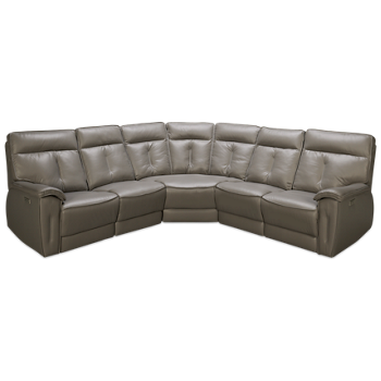 Oakley 5 Piece Leather Reclining Sectional with 3 Recliners with Tilt Headrest
