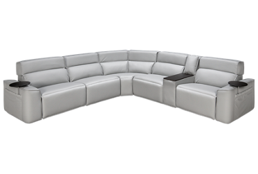 Avalon 6 Piece Power Reclining Sectional with 3 Recliners with Tilt Headrest & Console
