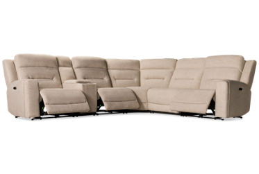 Juno 6 Piece Power Reclining Sectional with 3 Recliners with Tilt Headrest & Console