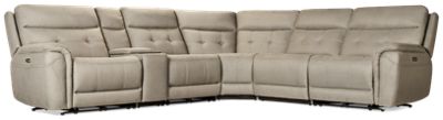 Wyoming 6 Piece Power Reclining Sectional - 3 Recliners - Tilt Power Headrest - Console With Cupholders - Soft Performance Fabric