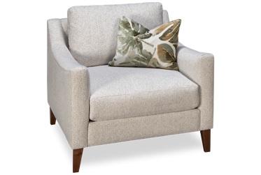 Design Lab Chair with Kidney Pillow - Soft Textured Chenille Fabric - Sleek Track Arms - Pluma Plush Cushion - Extended Lounge Seat Depth