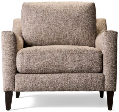 Design Lab Chair - Soft Textured Fabric - Contemporary - Sleek Slope Track Arms - Extended Lounge Depth - Coordinating Toss Pillow