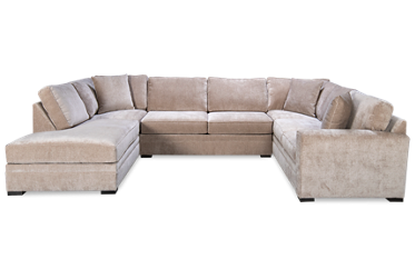 Choices 3 Piece Sectional - U-Shaped Design - Spacious Chaise Lounge - Soft 100% Polyester Upholstery - Three Matching Toss Pillows