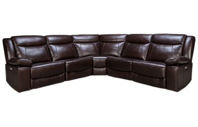 Dallas 5 Piece Leather Power Reclining Sectional with 2 Recliners