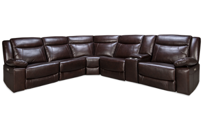 Dallas 6 Piece Leather Power Reclining Sectional with 3 Recliners and Console
