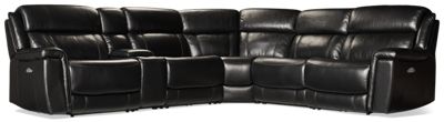 Jaylen 6 Piece Power Reclining Sectional - 3 Recliners - Soft Leather - Tilt Power Headrest - Storage Console - USB Charging - Cup Holders