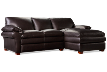 Hogan 2 Piece Leather Sectional - Plush Pillow Arms - Spacious Chaise Lounge - Ultimate Comfort