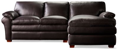 Hogan 2 Piece Leather Sectional - Plush Pillow Arms - Spacious Chaise Lounge - Ultimate Comfort