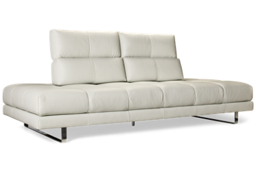 Roma Sofa - Top-Grain Leather - Adjustable Backrests & Arms - Cushy Tufted Seats - Chrome Sled Legs