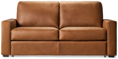 Crash Pad Leather Full Sofa Bed - Track Arms - Top Grain Leather - Contemporary Sleeper - Memory Foam Mattress