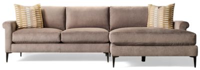 Design Lab 2 Piece Sectional - Plush Cushions - Roll Arms - Soft Fabric - Coordinating Toss Pillows 