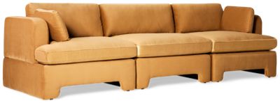 Lazy Sunday 3 Piece Modular Sectional - Rich Soft Velvet - Track Arms - Two Toss Pillows - Cozy Back & Seat Cushions