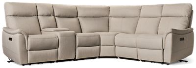 Metro Lux 6 Piece Power Reclining Sectional - 3 Recliners - Tilt Power Headrest - Performance Fabric - Console with Cupholders - USB Charging
