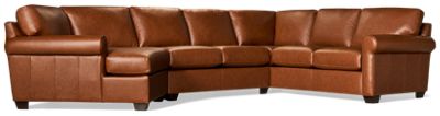 Cuddler 3 Piece Sectional - Luxurious Smooth Leather - Classic Rolled Arms - Plush Cushions - Generously Padded Backs