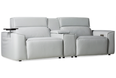 Avalon 3 Piece Power Reclining Sectional - 2 Recliners - Tilt Power Headrest - Console - USB Charging Ports - Adjustable Snack Tables - Bluetooth Speaker