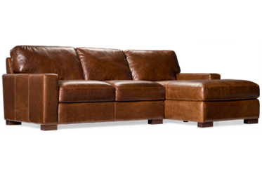 Pista II 2 Piece Leather Sectional - Top Grain Leather - Soft Natural Finish - Plush Cushions - Cozy Chaise