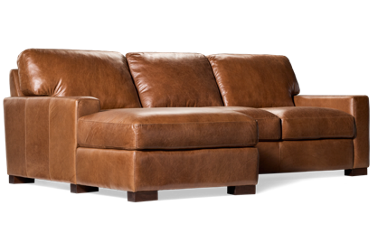 Pista II 2 Piece Leather Sectional - Top Grain Leather - Soft Natural Finish - Plush Cushions - Cozy Chaise