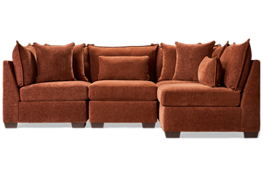Puzzle 4 Piece Sectional - Modern L-Shaped Design - Soft Upholstery - Multiple Configurations - Plush Cushions - Includes Toss and Lumbar Pillows