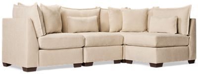 Puzzle 4 Piece Sectional - Modern L-Shaped Design - Soft Upholstery - Multiple Configurations - Plush Cushions - Includes Toss and Lumbar Pillows