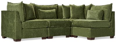 Puzzle 4 Piece Sectional - Modern L-Shaped Design - Soft Upholstery - Multiple Configurations - Plush Cushions - Includes Toss and Lumbar Pillows