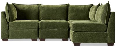 Puzzle 4 Piece Sectional - Modern L-Shaped Design - Soft Upholstery - Multiple Configurations - Plush Cushions - Includes Toss and Lumbar Pillows