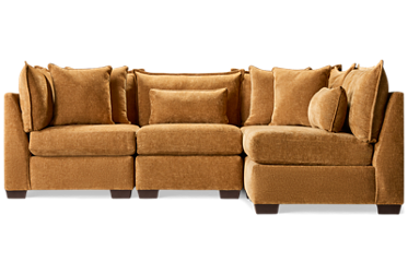 Puzzle 4 Piece Sectional - Modern L-Shaped Design - Soft Upholstery - Multiple Configurations - Plush Cushions - Includes Toss and Lumbar Pillows