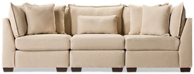 Puzzle 3 Piece Sectional - Modern Comfort - Modular System - Plush Cushions - Angled Track Armrests - Toss Pillows - Soft Chenille Fabric