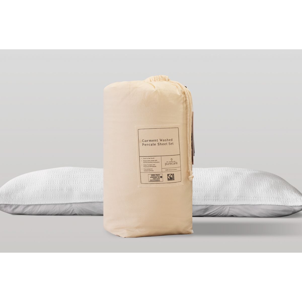 PureCare® Dr. Weil Collection Blended Linen Sheets - 100% All-Natural Linen & Cotton - Precision-Fit® Elastic Cuff - Extra Width Flat Sheet - Enveloping Pillowcases (Catalina Blue) (purecare--purecare--dr--weil-collection-garment-washed-percale-sheets---100--natural-cotton---breathable-percale-weave---garment-washed-softness---precision-fit--elastic-cuff--ecru--pure-11000)