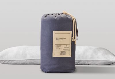 PureCare® Dr. Weil Collection Blended Linen Sheets - 100% All-Natural Linen & Cotton - Precision-Fit® Elastic Cuff - Extra Width Flat Sheet - Enveloping Pillowcases (Catalina Blue)