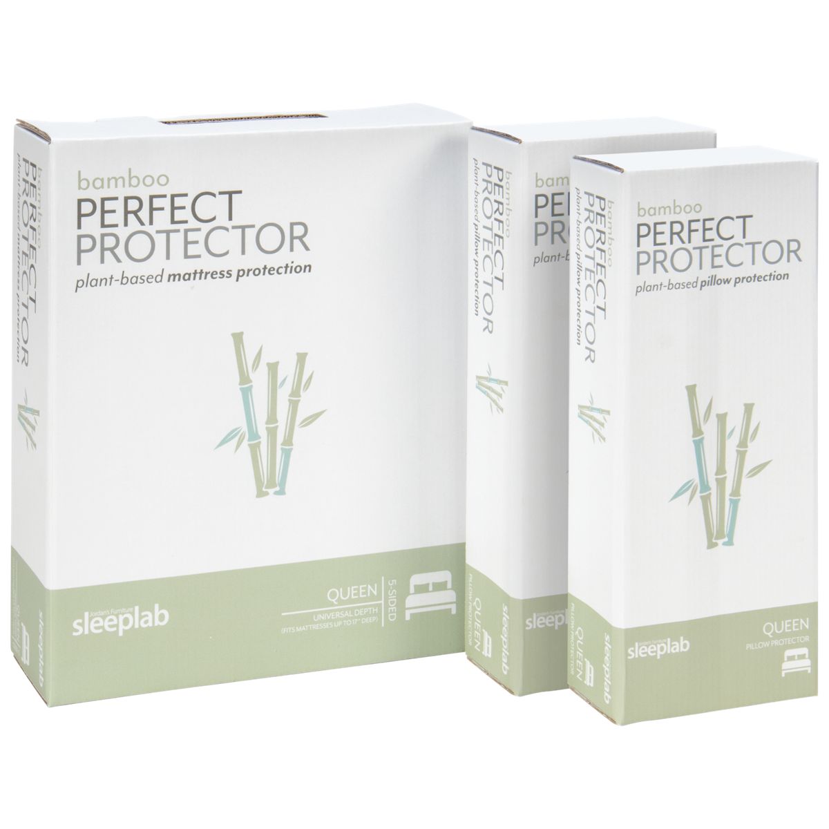 Jordan's Sleep Lab Bamboo Mattress Protector Bundle - Perfect Protector - 2 Pillow Protectors - Soft Plant-Based Bamboo - Breathable Design - Allergen-Free Protection
