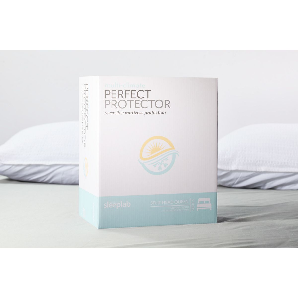 Jordan's Sleep Lab Multi-Climate Split Head Mattress Protector - Reversible Design - Warming & Cooling Sides - Antimicrobial - Durable