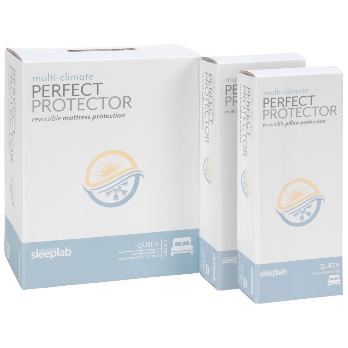 Jordan's Sleep Lab Multi-Climate Mattress Protector Bundle - Reversible Temperature Solutions - Protects Mattress & Pillows - Allergen-Free Sleep Space