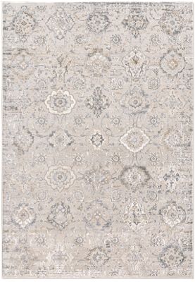 Marina Area Rug – Contemporary – Machine Woven – White/Grey Floral