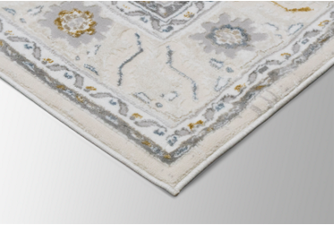 Azure Area Rug – Contemporary – Machine Woven – Ivory/Grey/Blue Botanical
