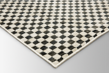 Hunter Area Rug – Contemporary – Machine-Woven – Black/Ivory Checkerboard