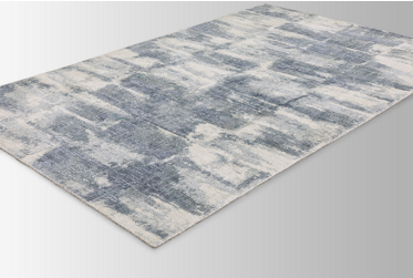 Clarke Area Rug – Contemporary Abstract – Hand Loomed – Blue/Ivory