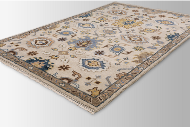 Majorca Area Rug – Vintage Oushak – Handknotted Wool – Ivory/Multi