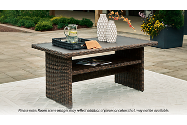 Brook Ranch Multi-Use Coffee Table - All-Weather Resin Wicker - Open Center Shelf - Sturdy Trestle Base