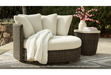 Kimora Swivel Daybed - Durable Synthetic Wicker - Sturdy Aluminum Frame - Spacious Deep Seating - 360-Degree Swivel - High-Performance Nuvella Fabric Cushions