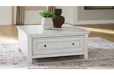 Robbinsdale Lift Top Coffee Table - 1 Storage Drawer - Chunky Square Legs - Modern Country Charm