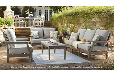 Visola Lounge Chair - Slatted Back - Sturdy Armrests - Weather-Resistant Cushions - Versatile Gray Finish - High-Density Polyethylene