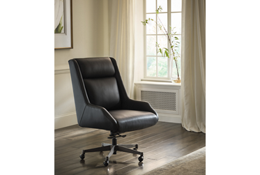 Cameron Leather Office Chair - Premium Leather - Padded Tufted Backrest - Height Adjustable - Swivel Base - Smooth-Rolling Casters