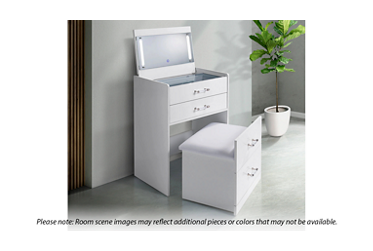 Vanity Dressing Table & Stool – Lighted Mirror - Felt Lined Storage Drawers - USB Charging - Cushioned Stool