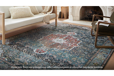 Margot Area Rug – Vintage-Faded – Cloud Pile – Ocean/Brick